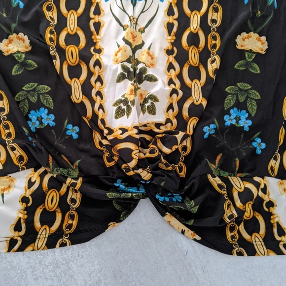 INC International Concepts Scarf Print Keyhole Blouse, M NWT - Picture 4 of 7